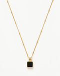 Square Onyx Pendant Necklace – Delicate Chain, Protection Stone