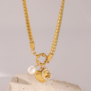 Diamond Heart Pendant Necklace – Letter Clavicle Chain