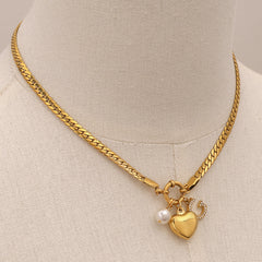 Diamond Heart Pendant Necklace – Letter Clavicle Chain